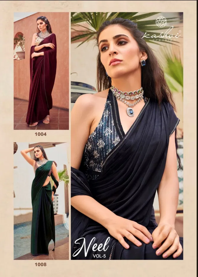 Neel Vol 5 Swarovski Mono Satin Party Wear Sarees Wholesale Price In Surat